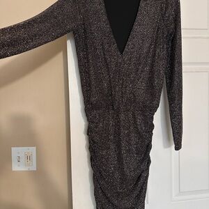 Express Black Shimmer Long Sleeve Dress